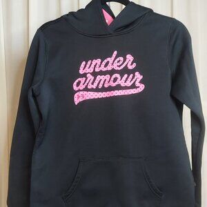 Youth Girl's Under Armour Black & Pink Hoodie